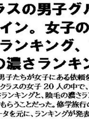 クラスの男子グループライン。女子のおっぱいランキング、下の毛の濃さランキング【CMNFリアリズム】